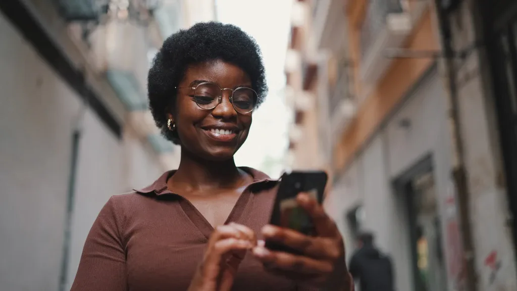 A woman using her smartphone